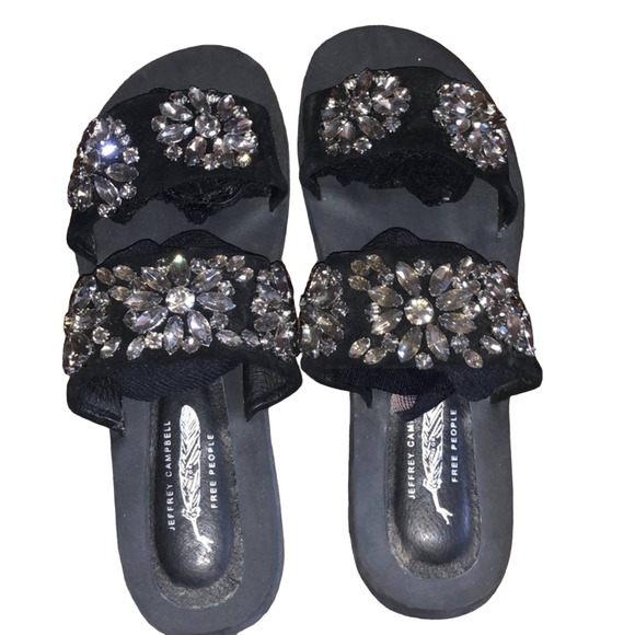 Jeffrey Campbell Free People Crystal Embellished Slides Sandals Sz 8.5 - Picture 7 of 10